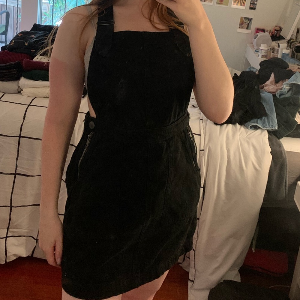 black jean overall dress